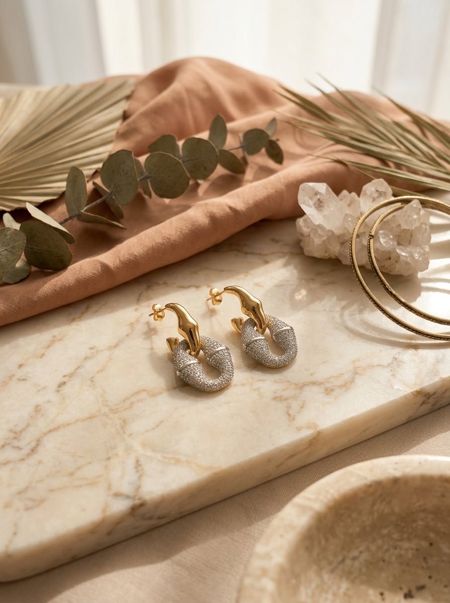 Two tone hanging earrings - Reen & co.Two tone hanging earrings