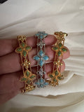 Clover bangle with rhinestones