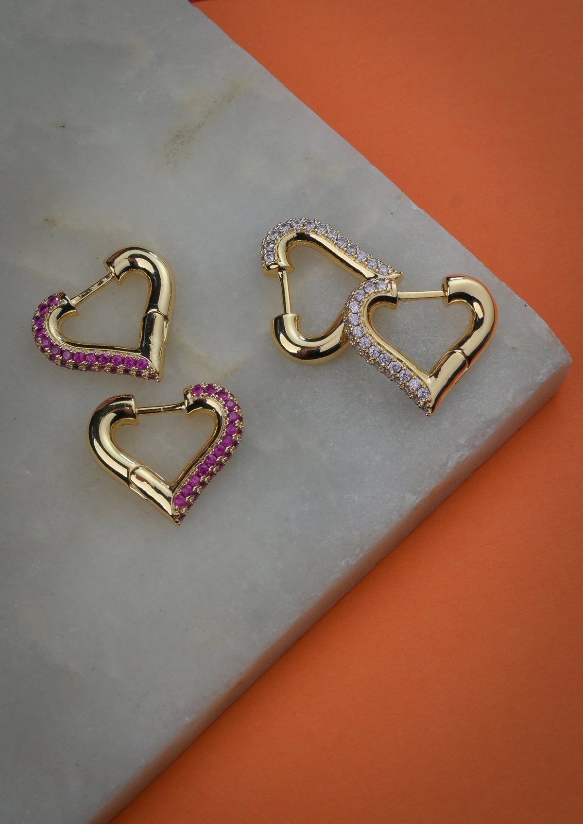 Colourful zircon heart hoop earrings - Reen & co.Colourful zircon heart hoop earrings