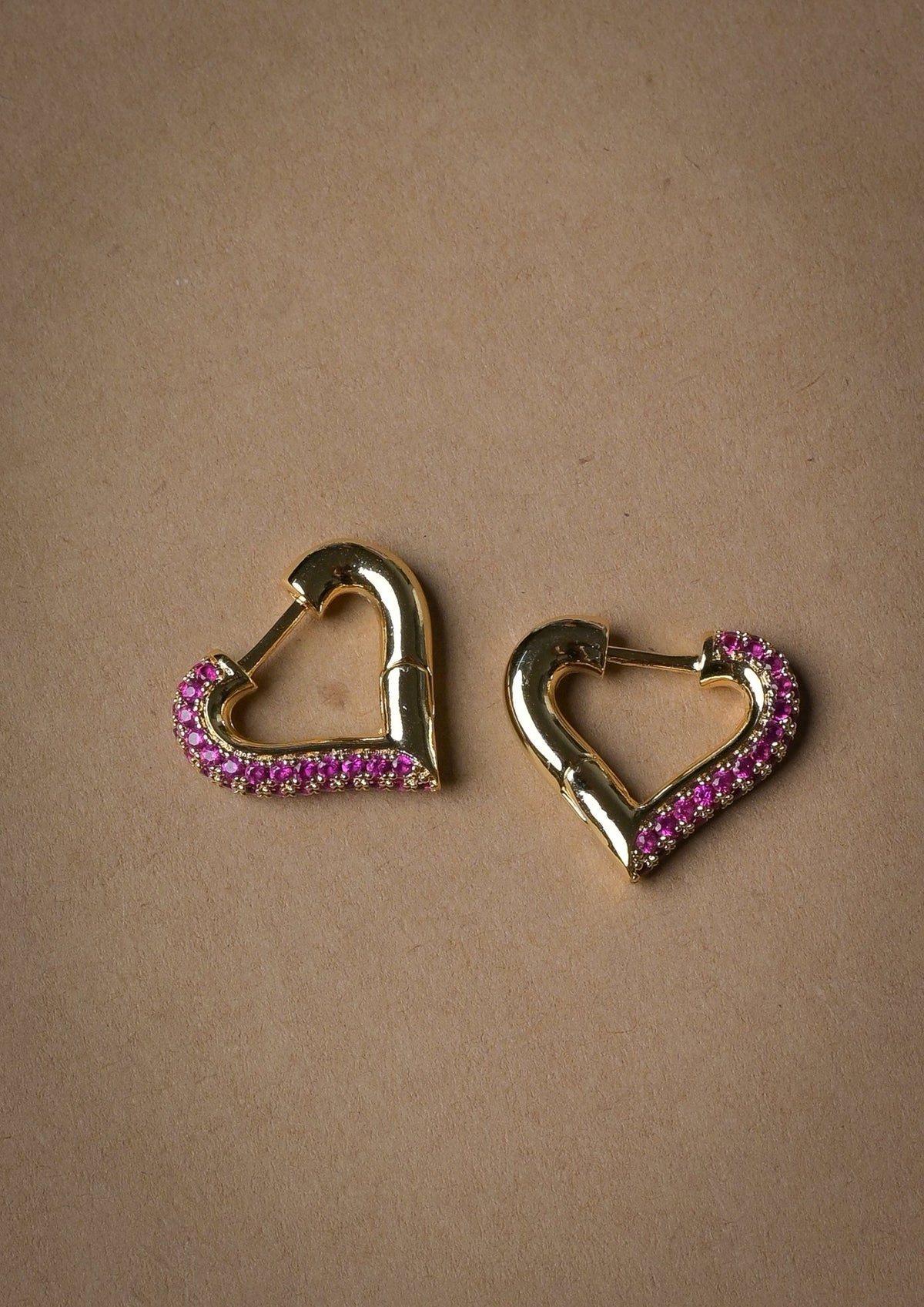 Colourful zircon heart hoop earrings - Reen & co.Colourful zircon heart hoop earrings