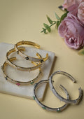 Zircon encrusted flower bangles