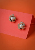 Silver zircon and pearl flower studs - Reen & co.Silver zircon and pearl flower studs