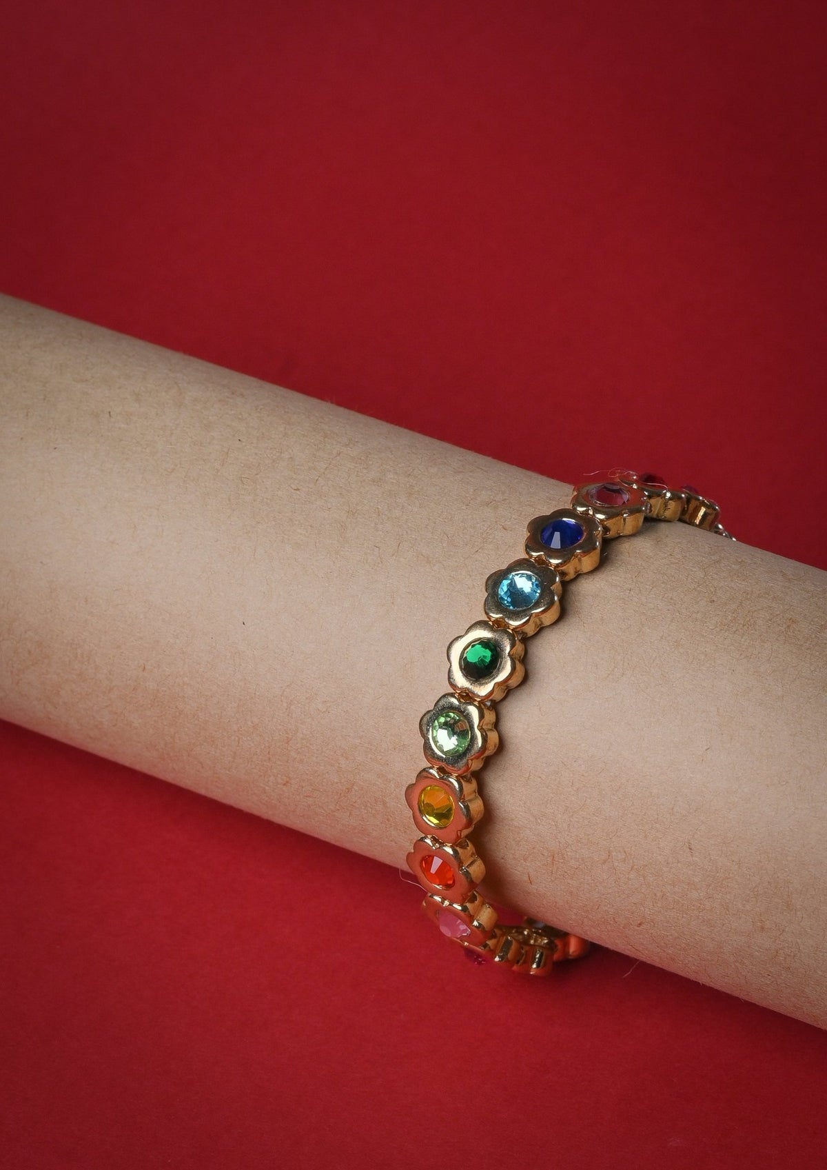 Multicolour stretchy flower bracelet - Reen & co.Multicolour stretchy flower bracelet