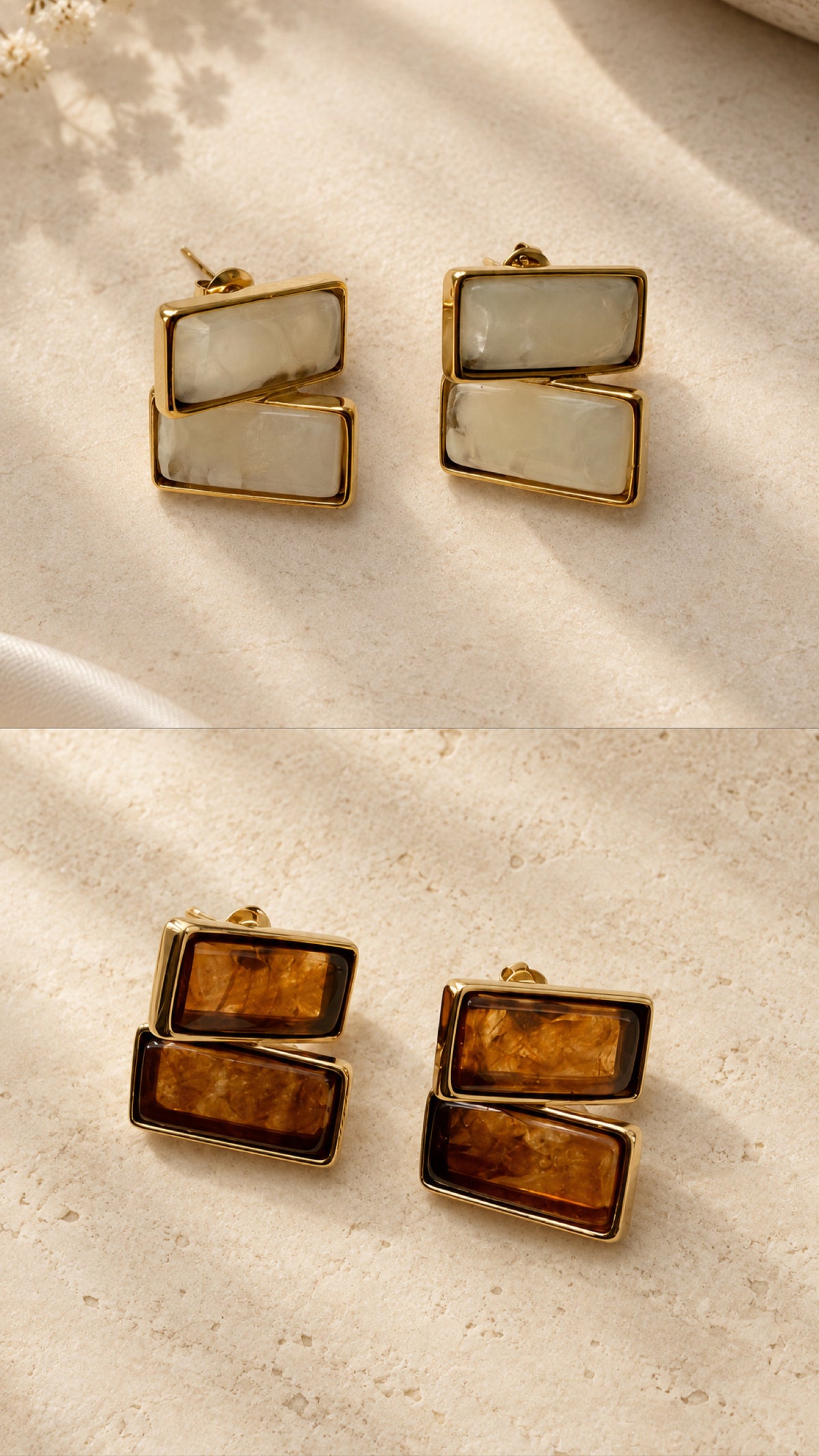 Acrylic Resin Rectangle stud earrings