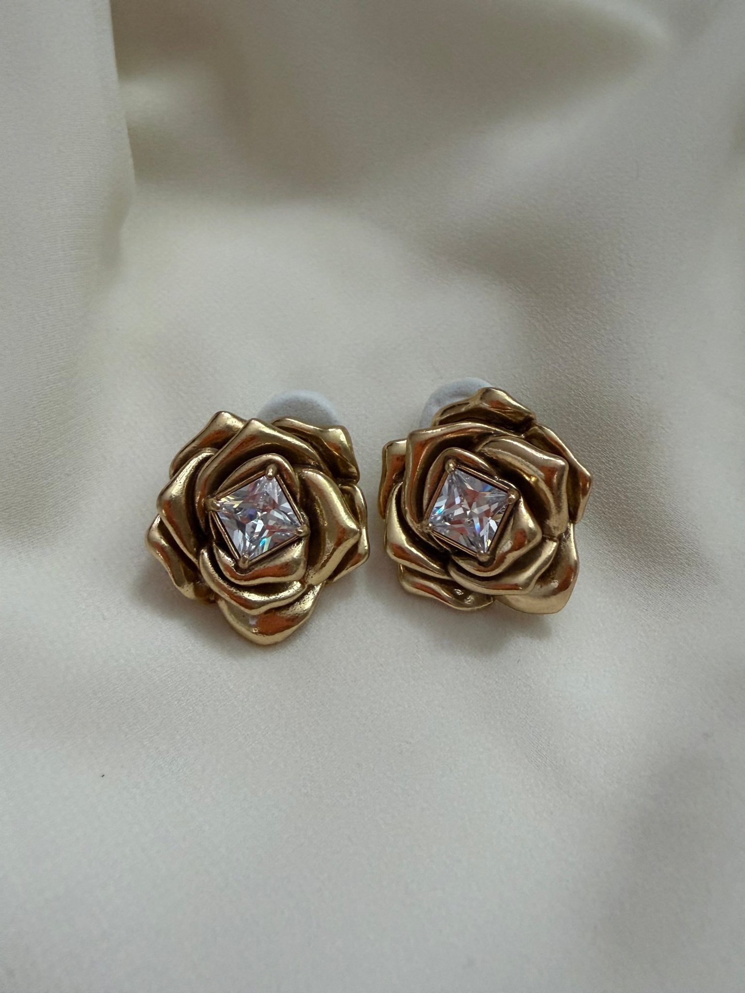 Gold rose studs - Reen & co.Gold rose studs