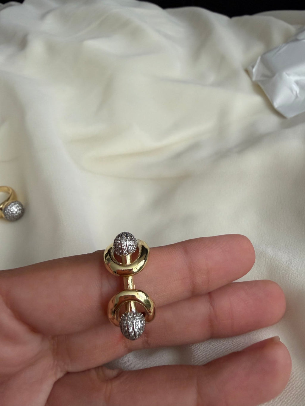 Silver and gold zircon ball ring - Reen & co.Silver and gold zircon ball ring