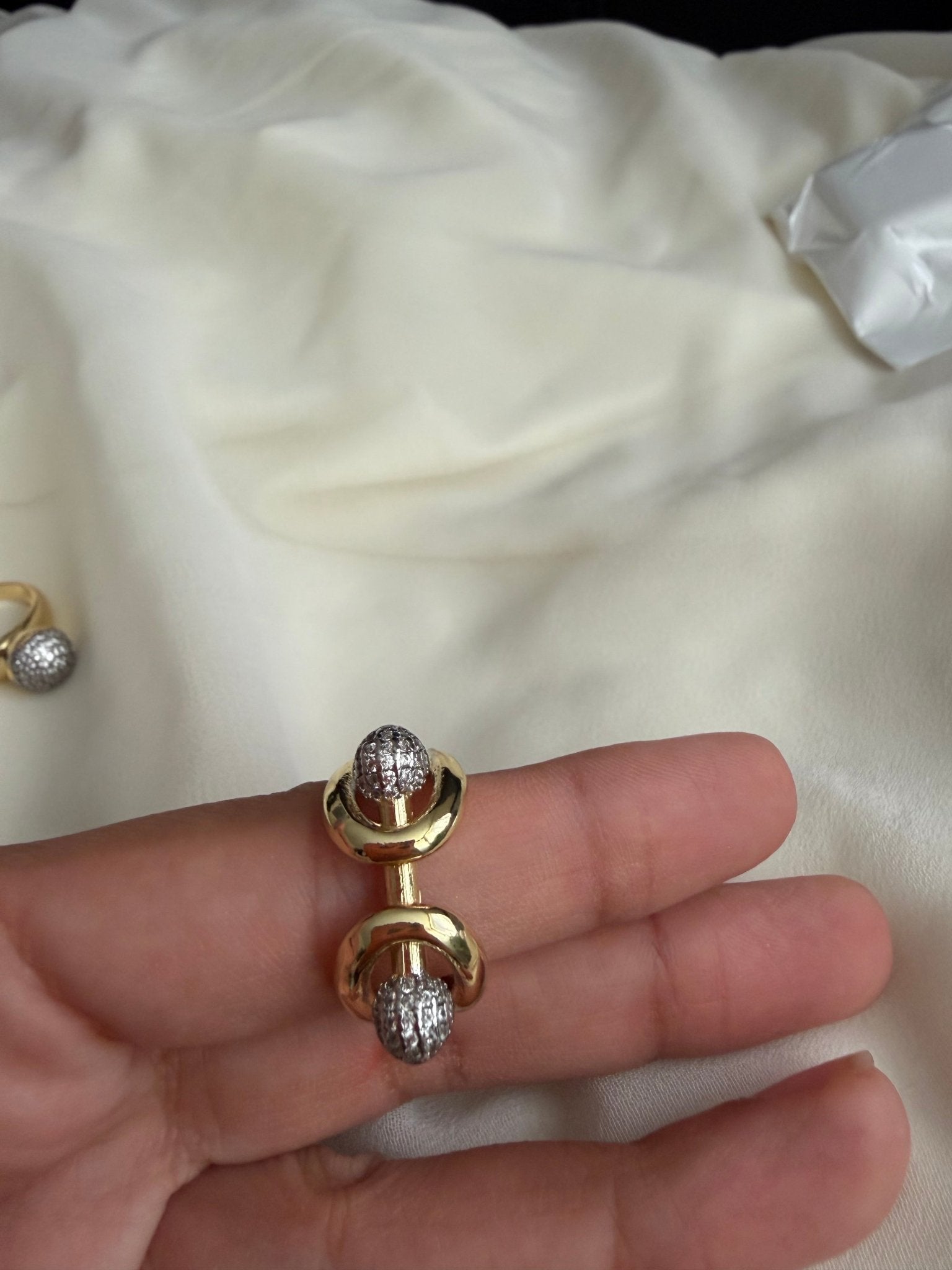 Silver and gold zircon ball ring - Reen & co.Silver and gold zircon ball ring