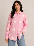 Pink embroidered Butterfly shirt - Reen & co.Pink embroidered Butterfly shirt