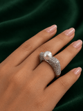 Cocktail pearl ring with zircon - Reen & co.Cocktail pearl ring with zircon