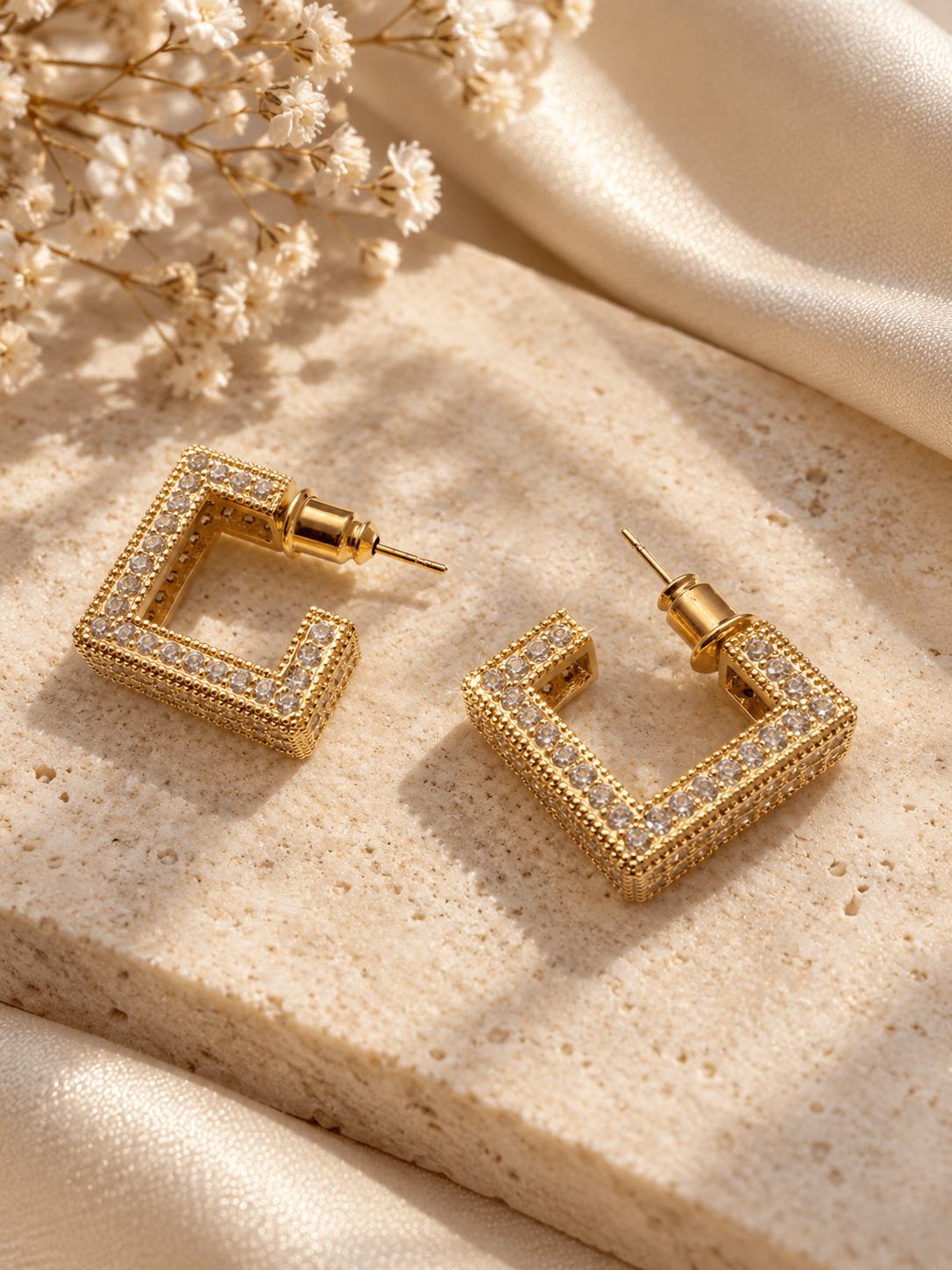 Gold Zircon Hoops - Reen & co.Gold Zircon Hoops