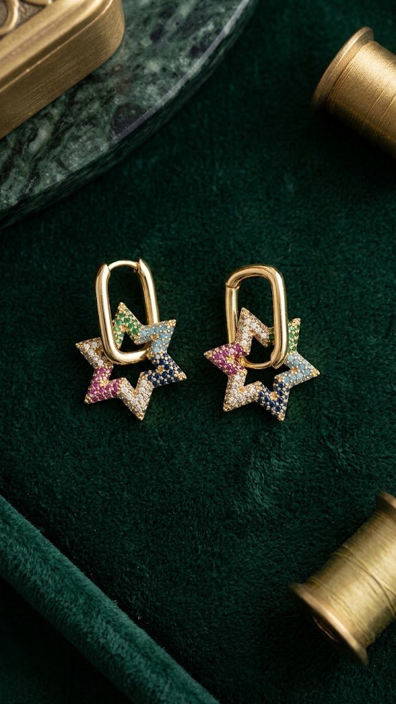 Multi colour Star drop earrings - Reen & co.Multi colour Star drop earrings